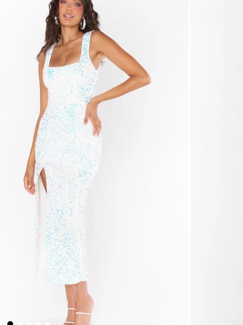 Show Me Your Mumu Eden Midi Dress — White Sequin Slit Dress - Picture 2 of 8